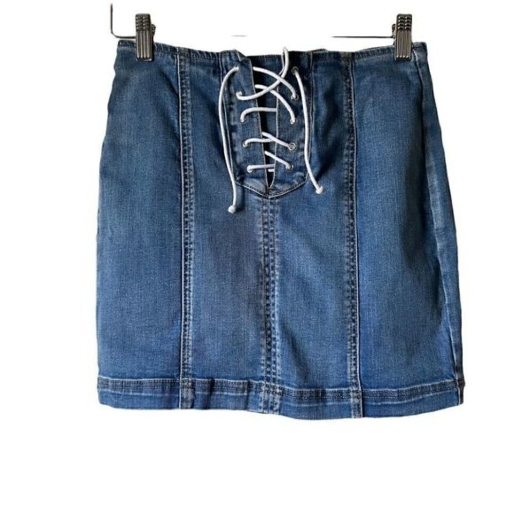 PacSun Tie Front Denim Mini Skirt Size 25/XS